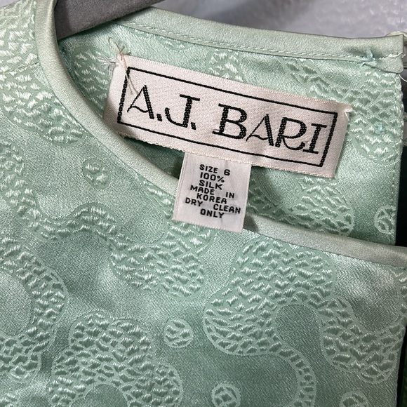 A. J. Bari Green Jacquard Silk Vintage Ruched Hourglass Dress size vintage 6 - Picture 17 of 17